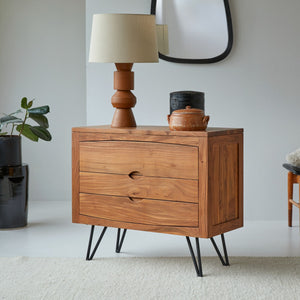 Majesty Solid Acacia Wood Chest of Drawer With 3 Drawer in Honey Oak Finish
