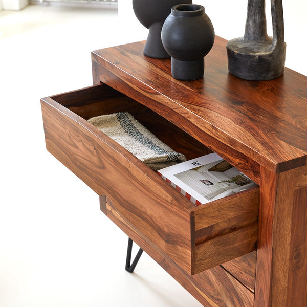 Majesty Solid Sheesham Wood Chest of Drawer With 3 Drawer in Provincial Teak Finish