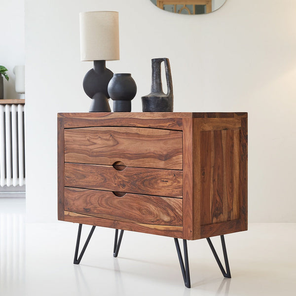 Majesty Solid Sheesham Wood Chest of Drawer With 3 Drawer in Provincial Teak Finish