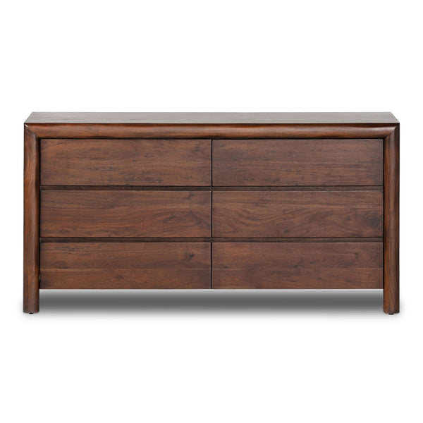 Serengeti Solid Mango Wood Chest of Drawer With 6 Drawer in Black Finish with Brass Strips