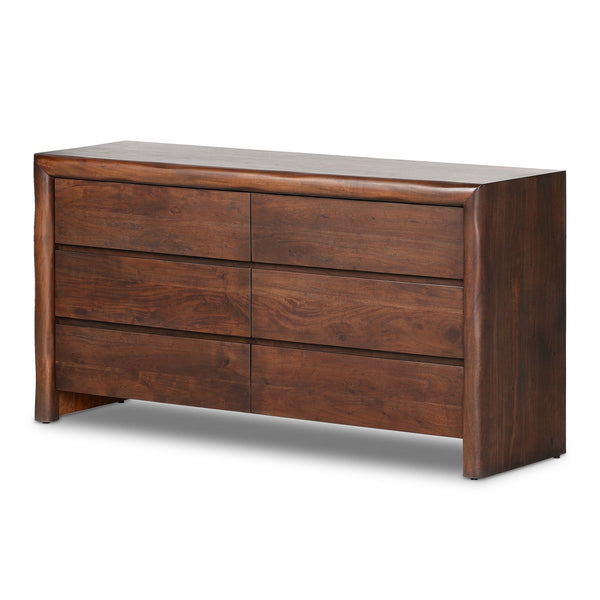 Serengeti Solid Mango Wood Chest of Drawer With 6 Drawer in Black Finish with Brass Strips