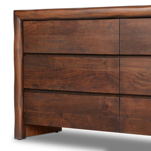 Serengeti Solid Mango Wood Chest of Drawer With 6 Drawer in Black Finish with Brass Strips