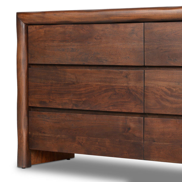 Serengeti Solid Mango Wood Chest of Drawer With 6 Drawer in Black Finish with Brass Strips