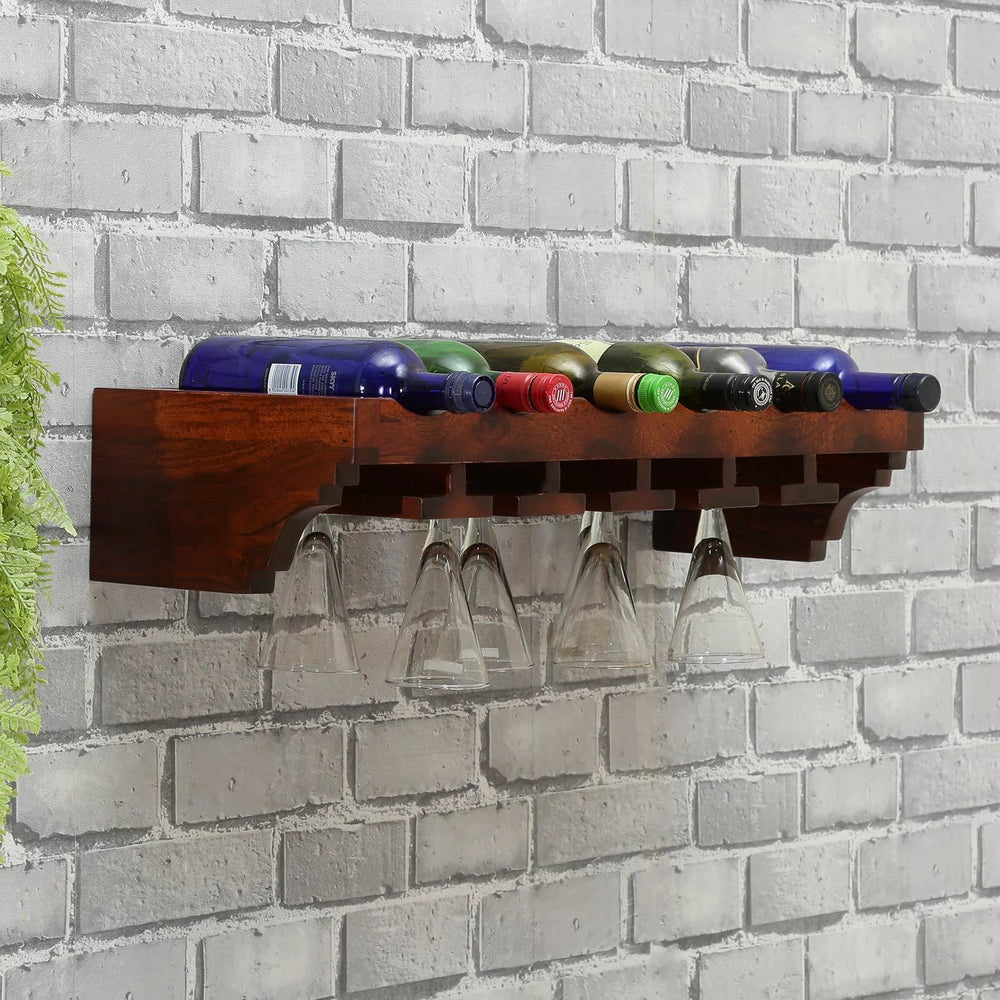 Mango Wood Wall shelf in Honey Oak Finish