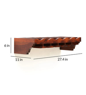 Mango Wood Wall shelf in Honey Oak Finish