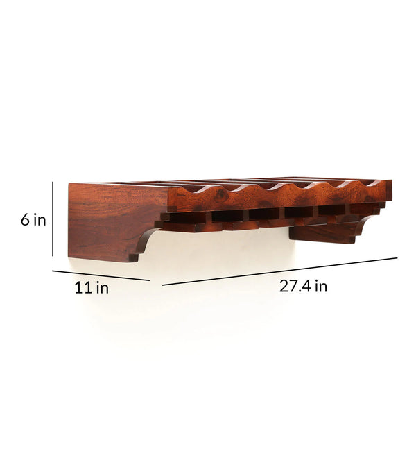 Mango Wood Wall shelf in Honey Oak Finish
