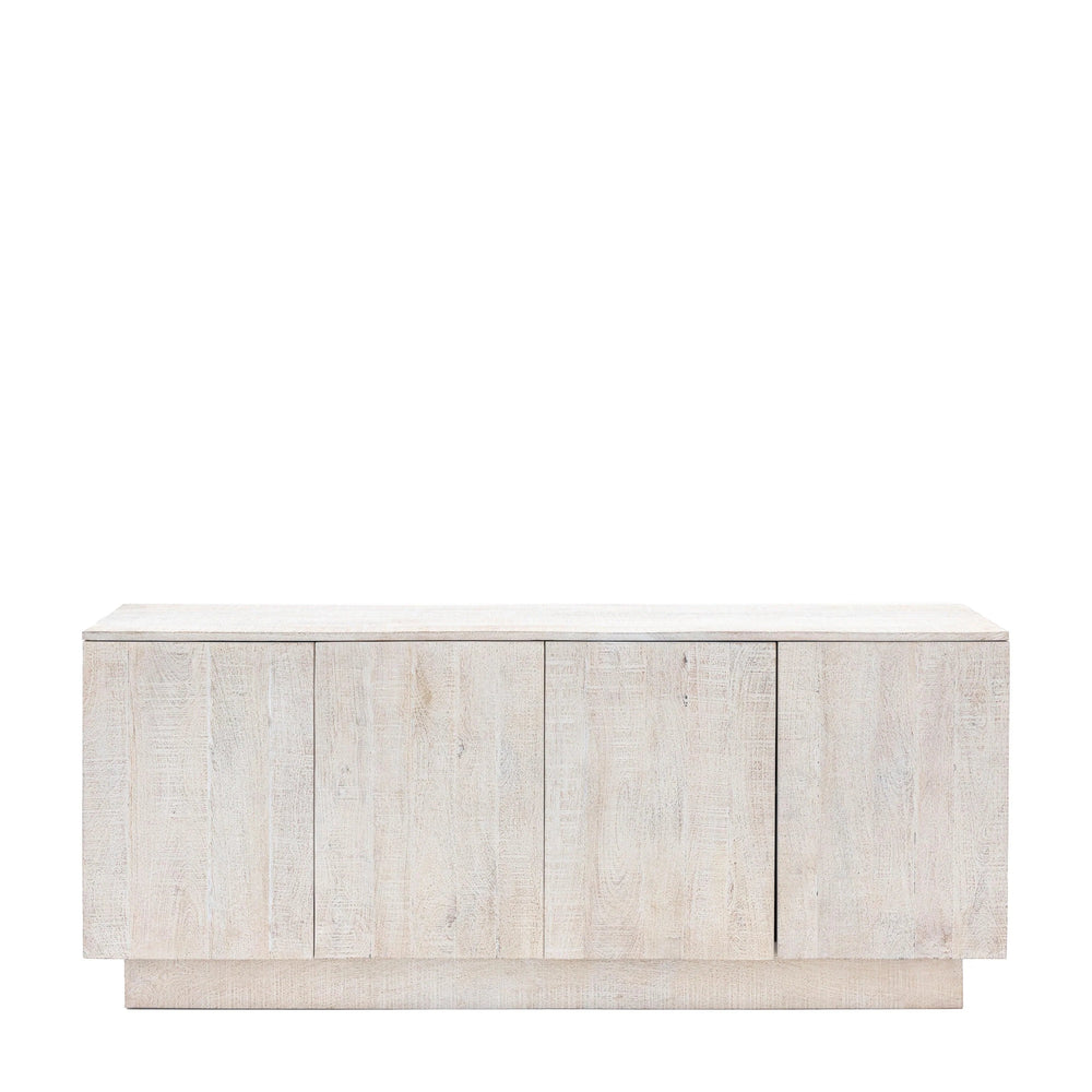 Kenta Solid Mango wood Sideboard with 4 Door in White Wash Finish