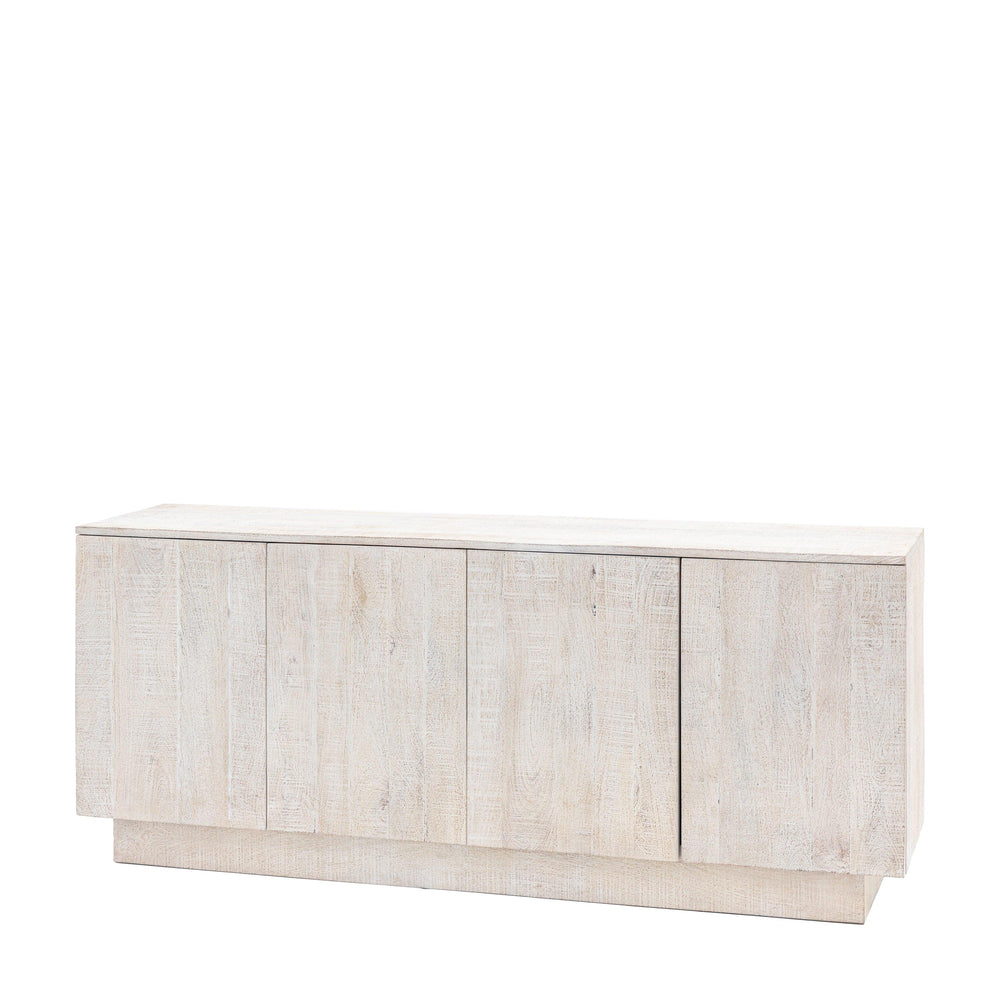 Kenta Solid Mango wood Sideboard with 4 Door in White Wash Finish