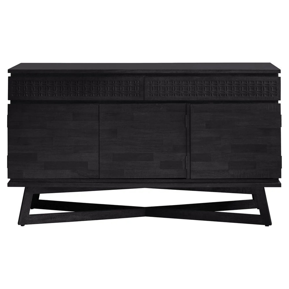 Seoul Solid Mango wood Sideboard with 3 Door & 2 Drawer in Black Finish