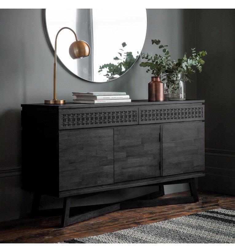 Seoul Solid Mango wood Sideboard with 3 Door & 2 Drawer in Black Finish