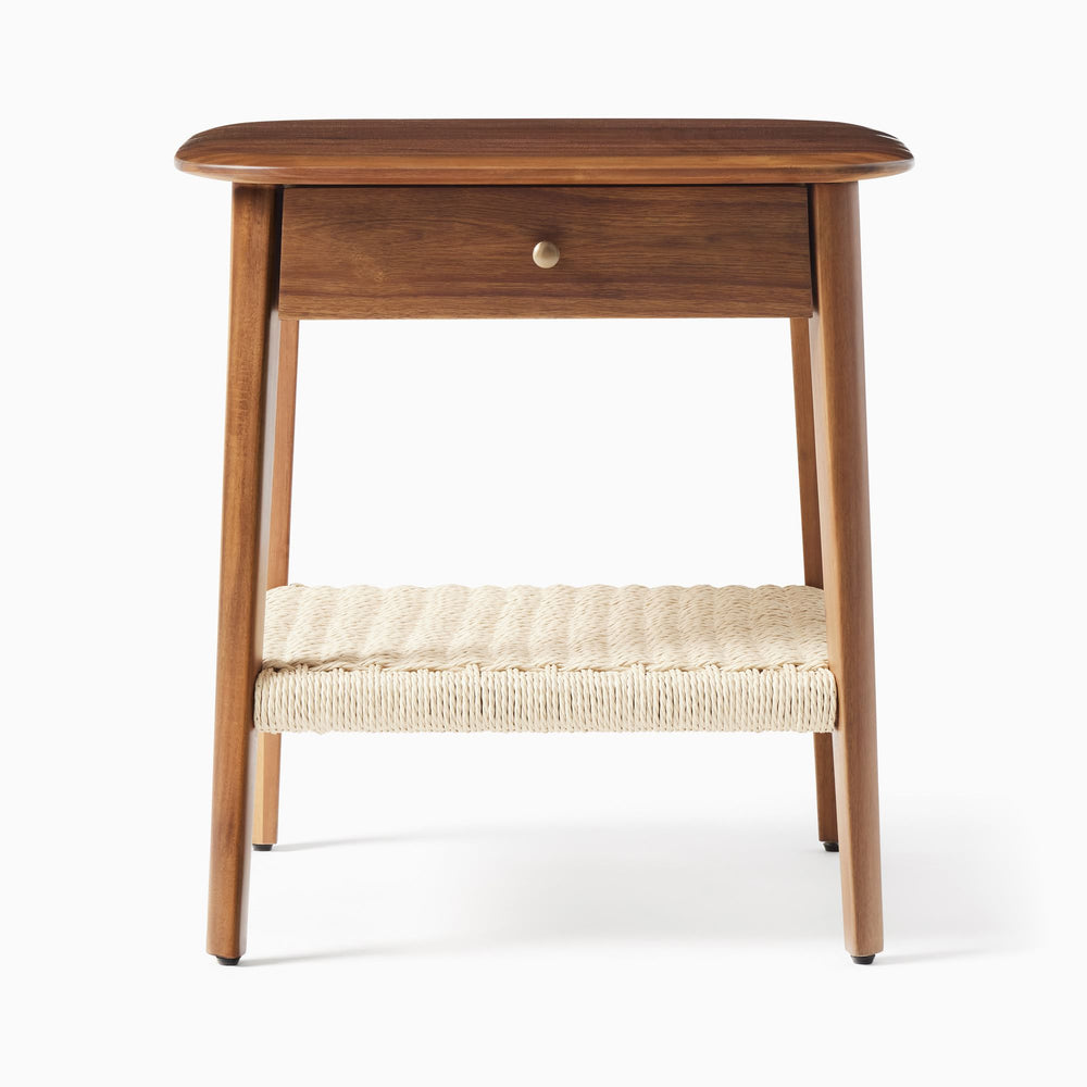 Sappora Solid acacia wood bedside table with 2 Drawer in Light honey oak Finish