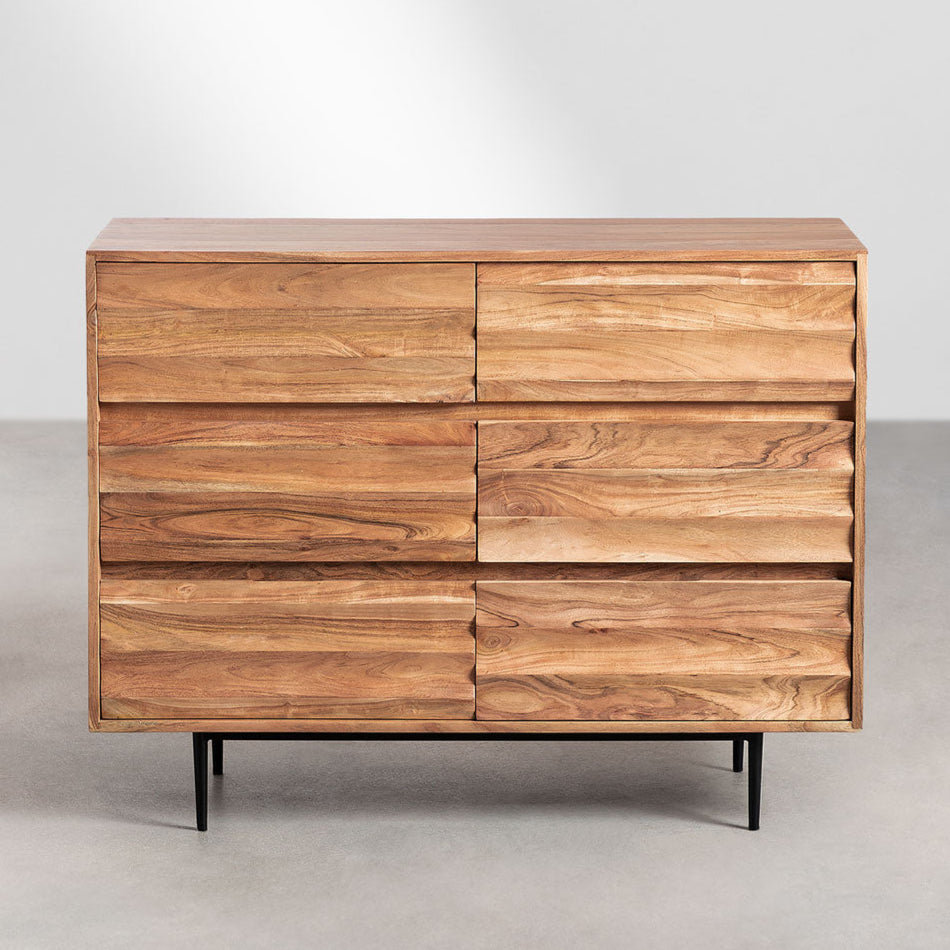 Graham Solid Acacia Wood Chest of Drawer With 6 Drawer in Natural Finish