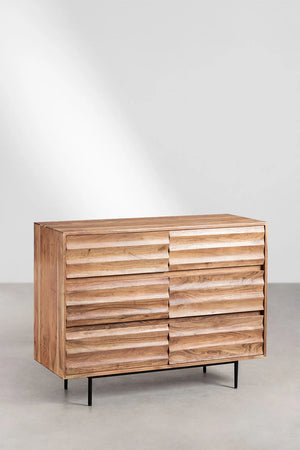 Graham Solid Acacia Wood Chest of Drawer With 6 Drawer in Natural Finish
