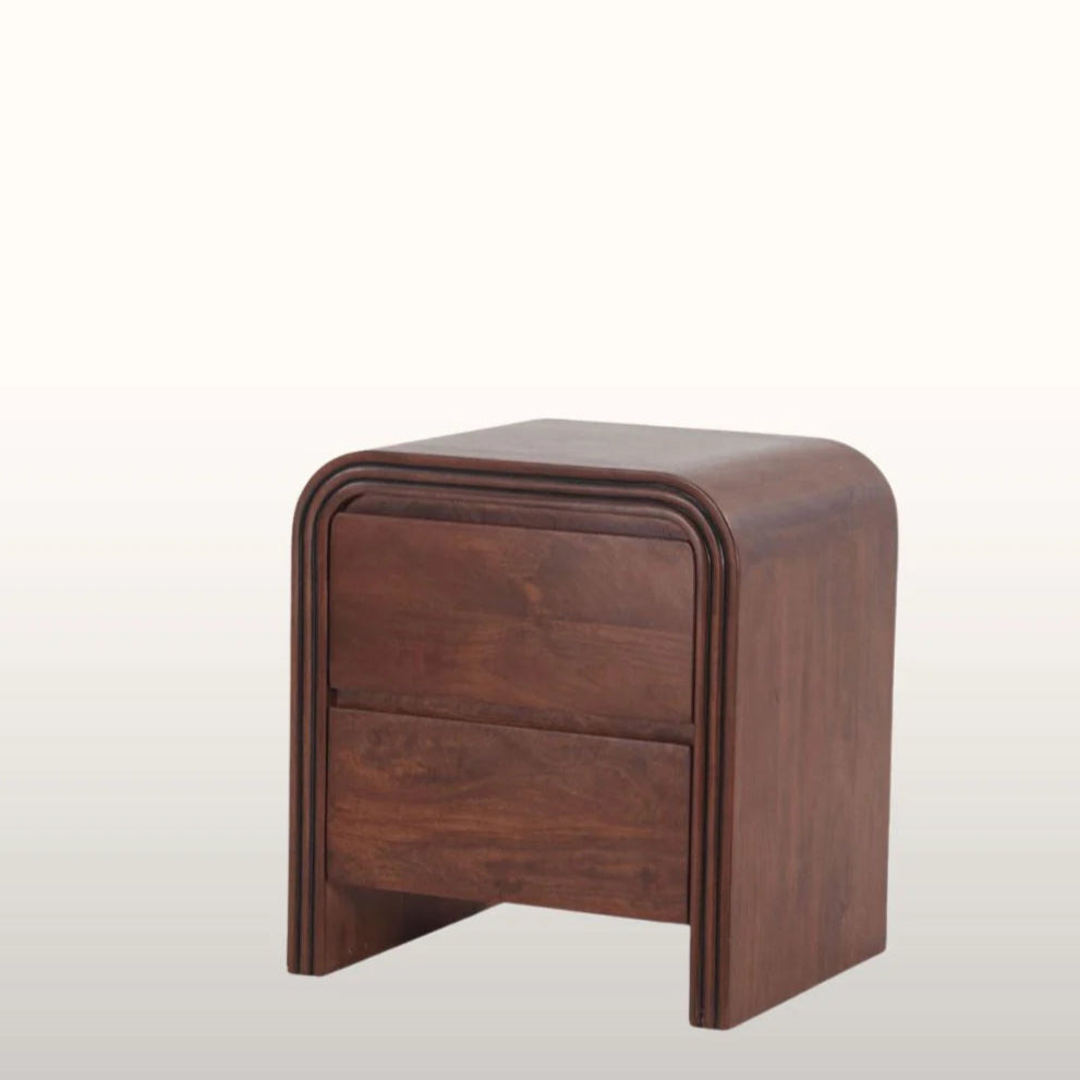 Mercury Solid mango wood bedside table with 2 Drawer in Provincial Teak Finish