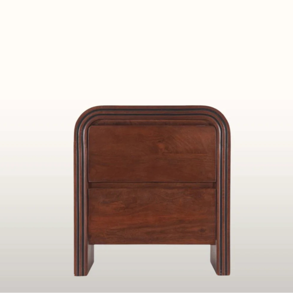 Mercury Solid mango wood bedside table with 2 Drawer in Provincial Teak Finish