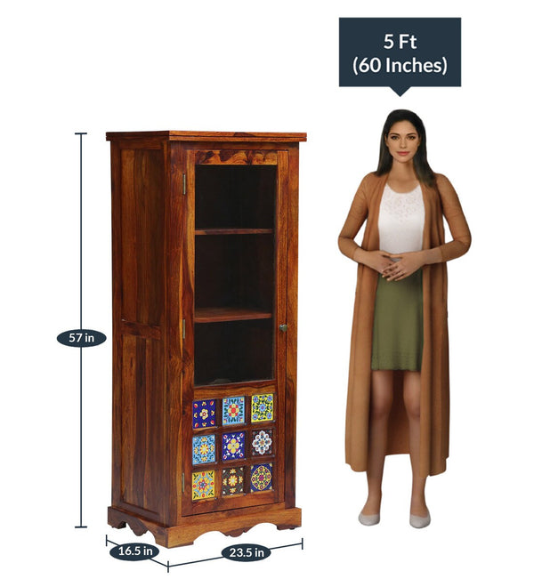 Ciramika Sheesham Wood Book Case In Honey Oak Finish