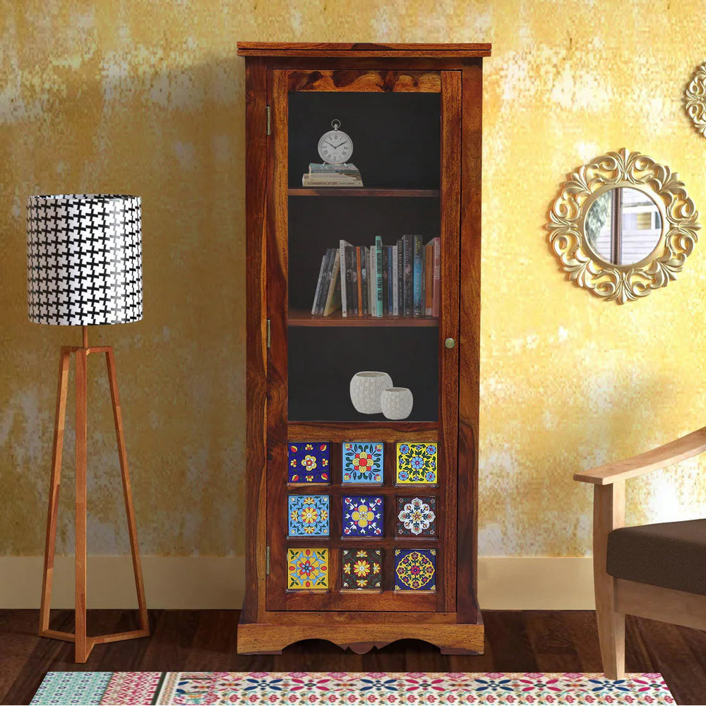 Ciramika Sheesham Wood Book Case In Honey Oak Finish