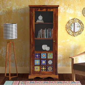 Ciramika Sheesham Wood Book Case In Honey Oak Finish