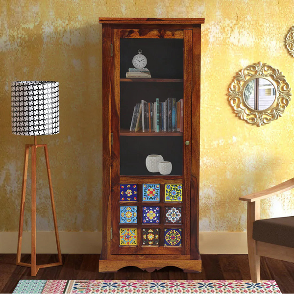 Ciramika Sheesham Wood Book Case In Honey Oak Finish