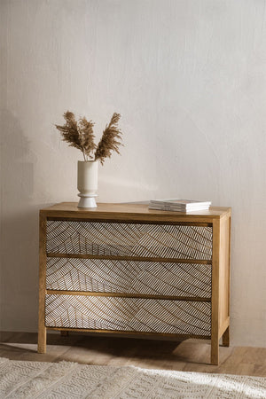 Natale Solid mango wood Chest of drawer with 3 Drawer in Natural Finish