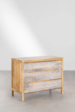 Natale Solid mango wood Chest of drawer with 3 Drawer in Natural Finish