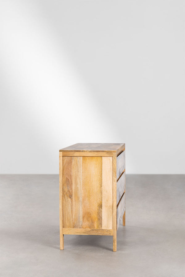 Natale Solid mango wood Chest of drawer with 3 Drawer in Natural Finish