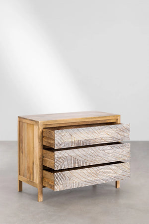 Natale Solid mango wood Chest of drawer with 3 Drawer in Natural Finish