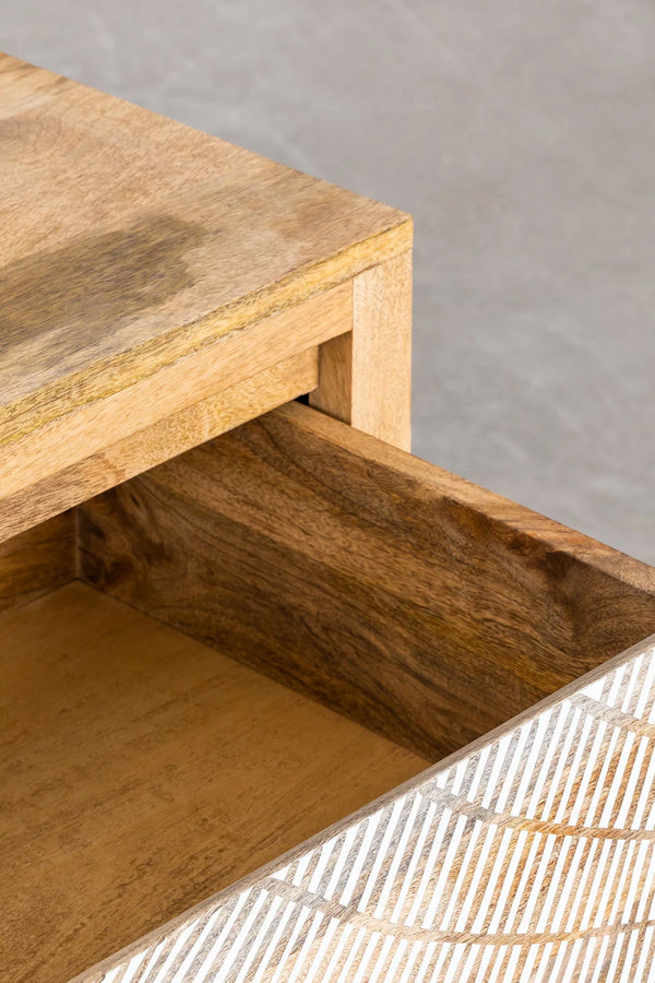 Natale Solid mango wood Chest of drawer with 3 Drawer in Natural Finish