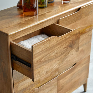 Enkel Solid mango wood Chest of drawer with 6 Drawer in Natural Finish
