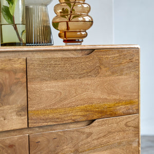 Enkel Solid mango wood Chest of drawer with 6 Drawer in Natural Finish