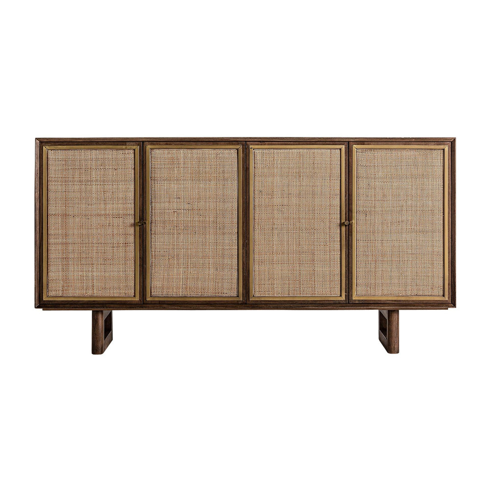 Ereganto Solid wood Mango Sideboard with 4 Rattan Door in Provincial Teak Finish