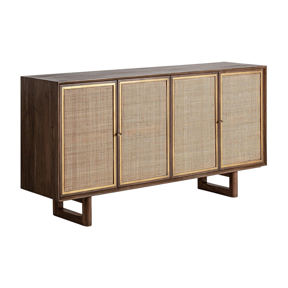 Ereganto Solid wood Mango Sideboard with 4 Rattan Door in Provincial Teak Finish