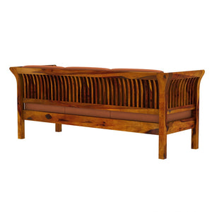 Haveli 3+1+1 Seater Wooden Sofa (Orange Colour, Teak Finish)