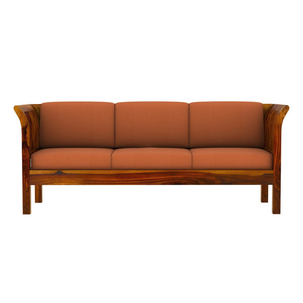 Haveli 3+1+1 Seater Wooden Sofa (Orange Colour, Teak Finish)
