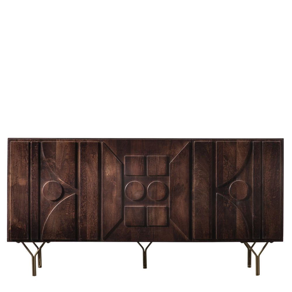 Cindy Solid Mango wood Sideboard with 3 Door in Provincial teak Finish
