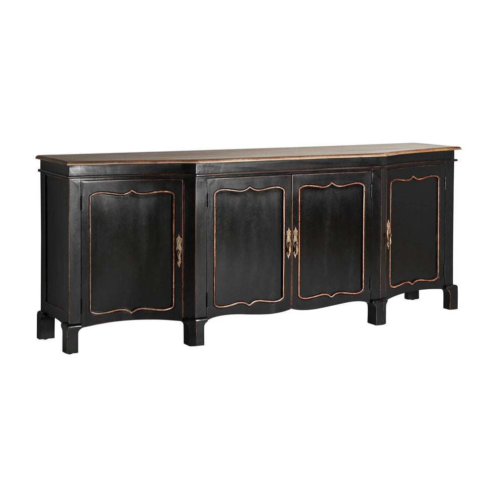 Carina Solid Mango wood Sideboard with 4 Door in Black Finish