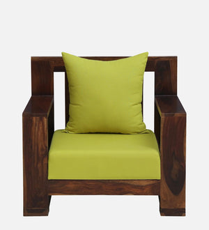 Salamanca Sheesham Wood 1 Seater Sofa In Green and Provincial Teak Finish