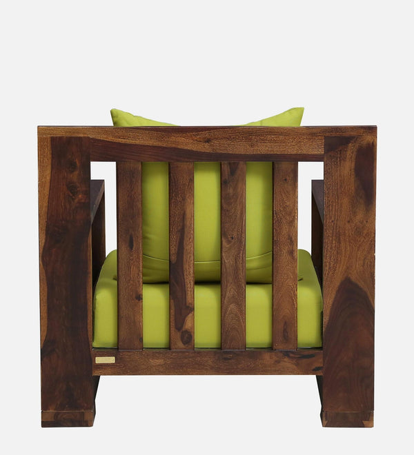 Salamanca Sheesham Wood 1 Seater Sofa In Green and Provincial Teak Finish