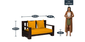 Khyati Solid Wood 2 Seater Sofa in Provincial Teak Finish