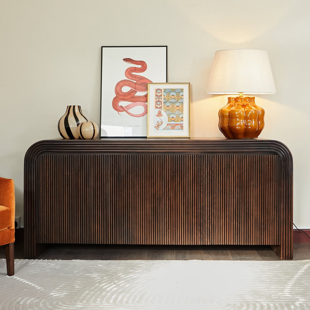 Opal Solid Mango wood Sideboard with 3 Door in Provincail Teak Finish