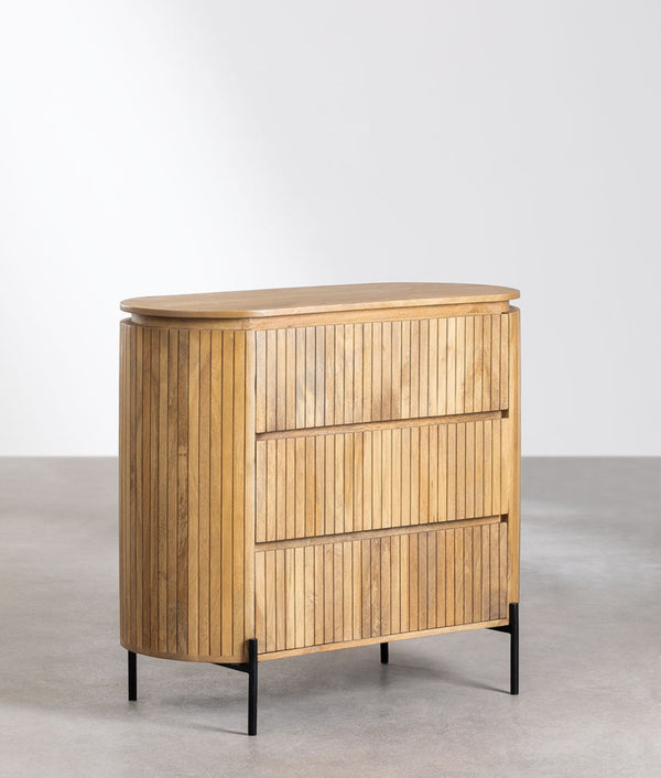 Colove Solid Mango wood Chest of Drawer in Natural Finish