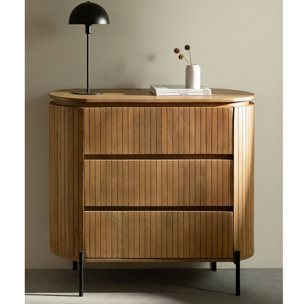 Colove Solid Mango wood Chest of Drawer in Natural Finish