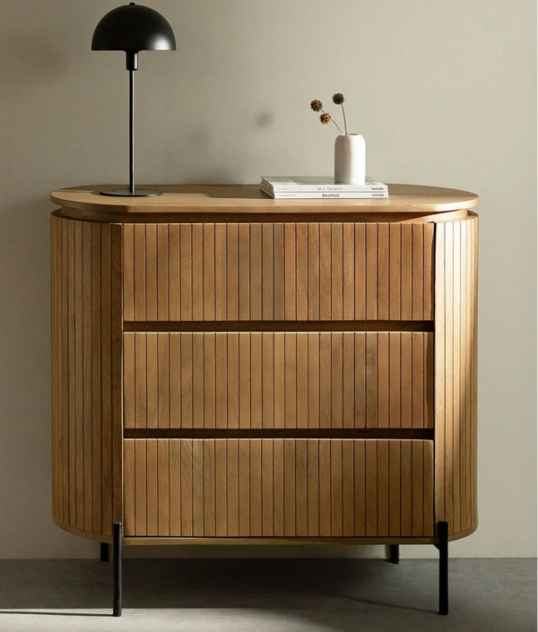 Colove Solid Mango wood Chest of Drawer in Natural Finish
