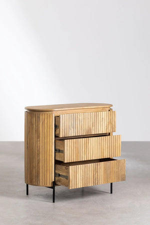 Colove Solid Mango wood Chest of Drawer in Natural Finish