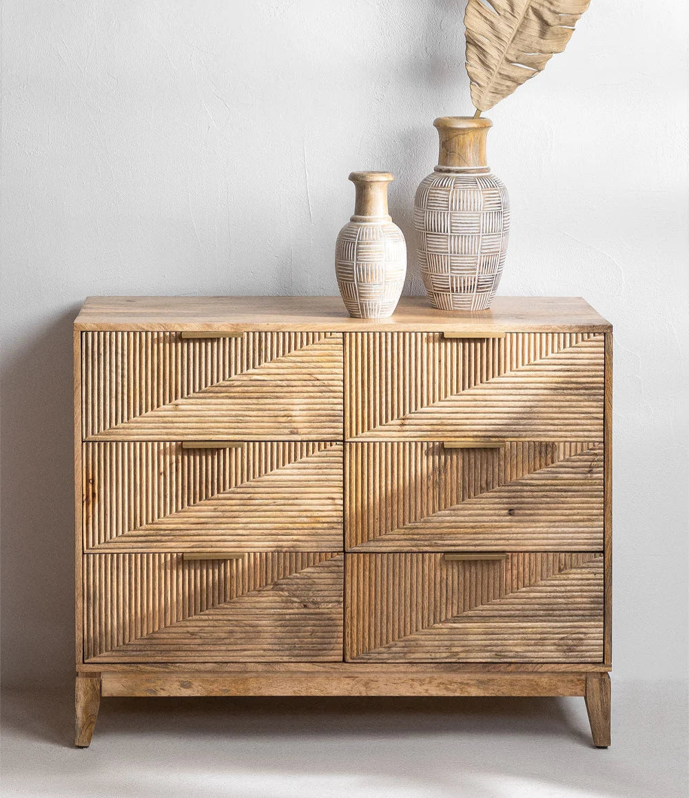 Magic Solid Mango wood Chest of Drawer in Natural Finish
