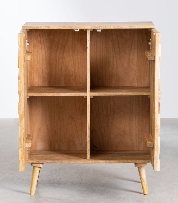 Den Solid Mango Wood Cabinet with Two Door in Natural Finish