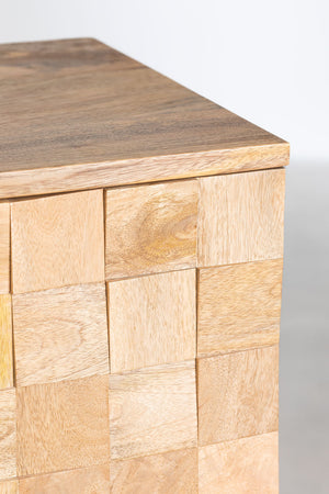 Den Solid Mango Wood Cabinet with Two Door in Natural Finish
