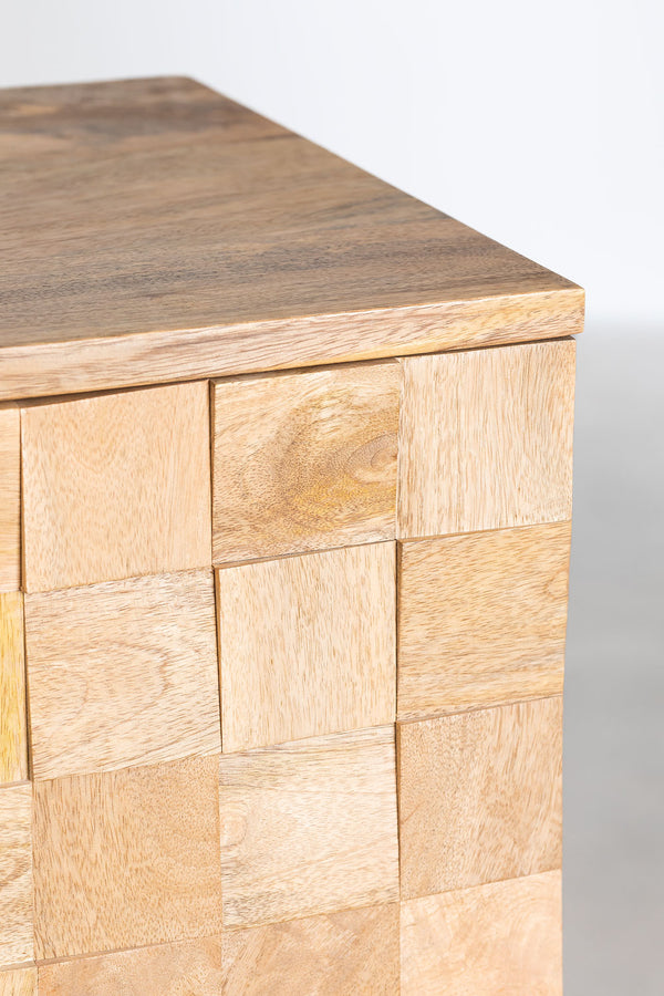 Den Solid Mango Wood Cabinet with Two Door in Natural Finish