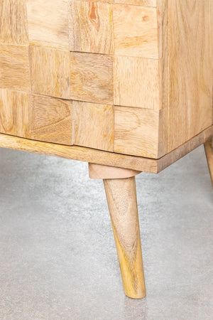 Den Solid Mango Wood Cabinet with Two Door in Natural Finish