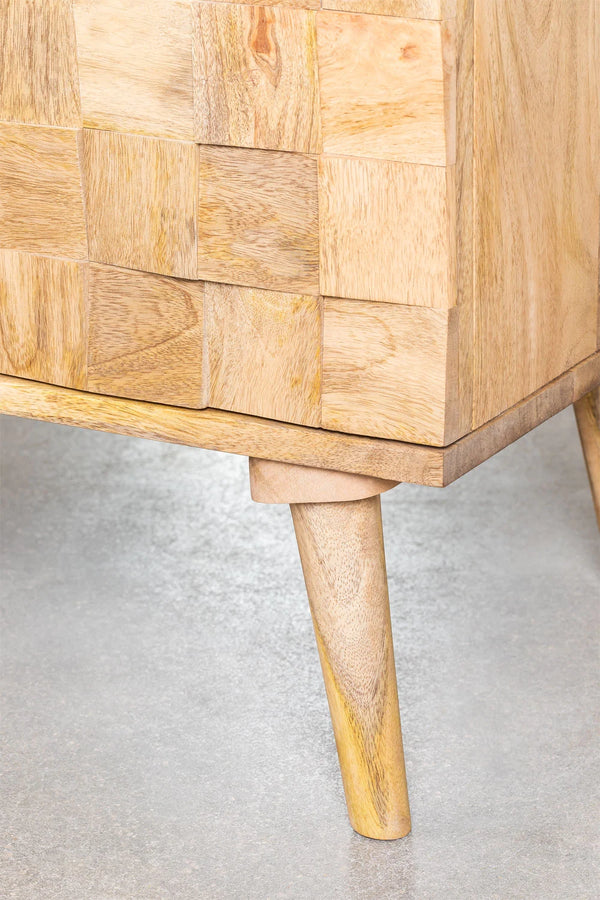 Den Solid Mango Wood Cabinet with Two Door in Natural Finish